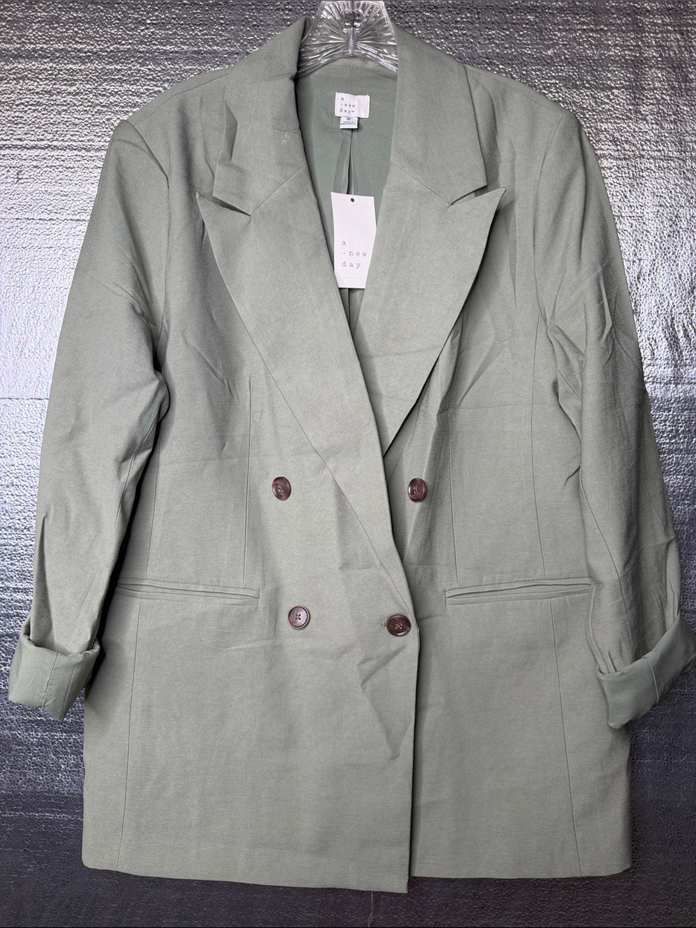 a new day sage green double-breasted blazer jacket